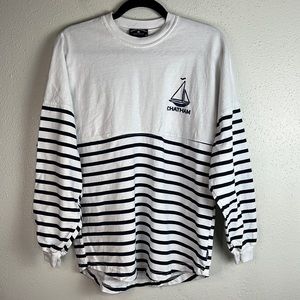 Chatham boating shirt size small long sleeved striped graphic on back sailboat